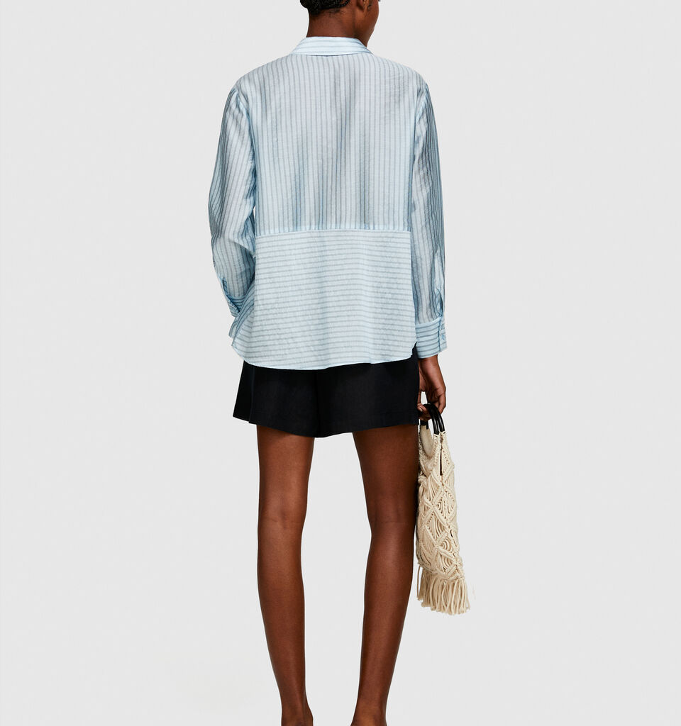 100% linen shorts - women's shorts - Black | Sisley image number 3